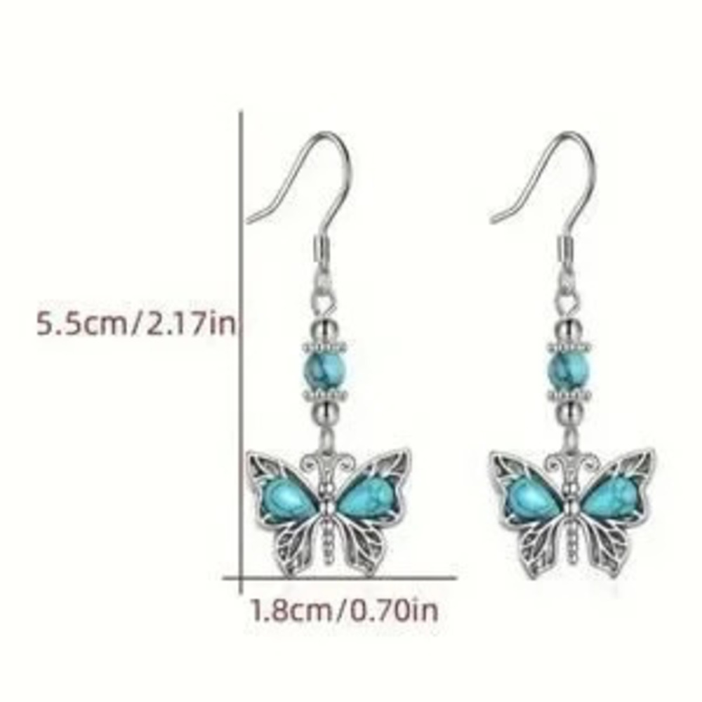 Turquoise Butterfly Hook earrings Native American Indian Indigenous Western gift